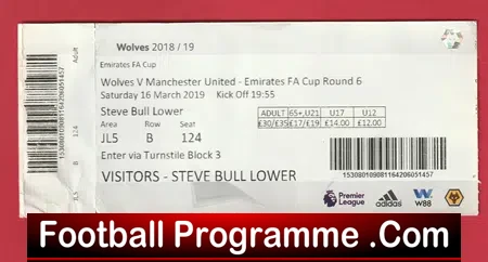 Wolves v Manchester United 2019 – Match Ticket FA Cup