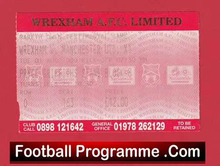 Wrexham v Manchester United 2000 – Football Match Ticket