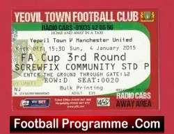 Yeovil Town v Manchester United 2015 – Match Ticket