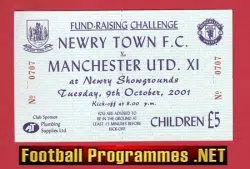 Newry Town v Manchester United 2001 - Match Ticket Ireland
