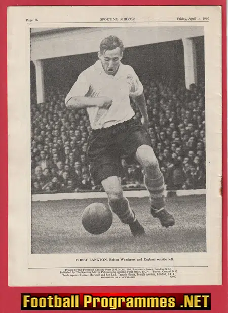 Sporting Mirror Football Soccer Magazine 1950 - April