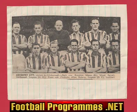Coventry City Football Club Multi Signed Sheet 1940s 50s Team