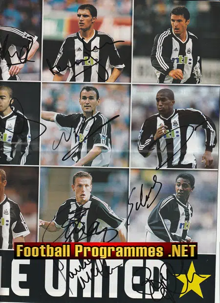 Newcastle United Football Club Multi Autographed Signed Poster 2001 - 2002