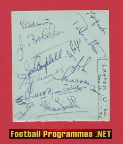 Leyton Orient Football Club Multi Signed Autographed 1953 - 1954