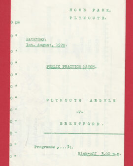 Plymouth Argyle v Brentford 1970 – Multi Autographed Signed
