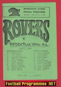 Bromsgrove Rovers v Redditch United 1984 - 1980s