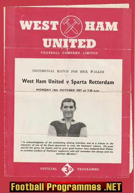 West Ham United v Sparta Rotterdam 1957 – Dick Walker Testimonial