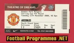 Manchester United v QPR 2008 - Match Ticket Man Utd