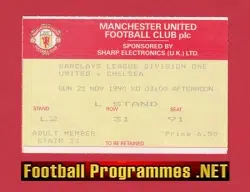 Manchester United v Chelsea 1990 - Football Ticket