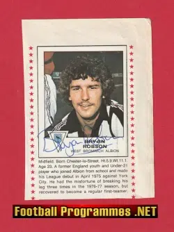West Bromwich Albion WBA Manchester United Bryan Robson Autographed Signed