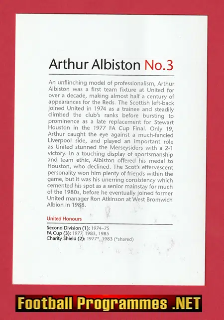 Manchester United Arthur Albiston Autograph Signed Picture Man Utd