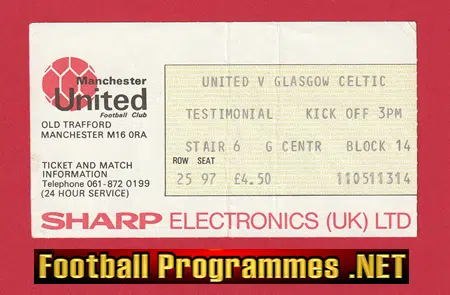 Manchester United v Glasgow Celtic 1984 Lou Macari Testimonial Ticket