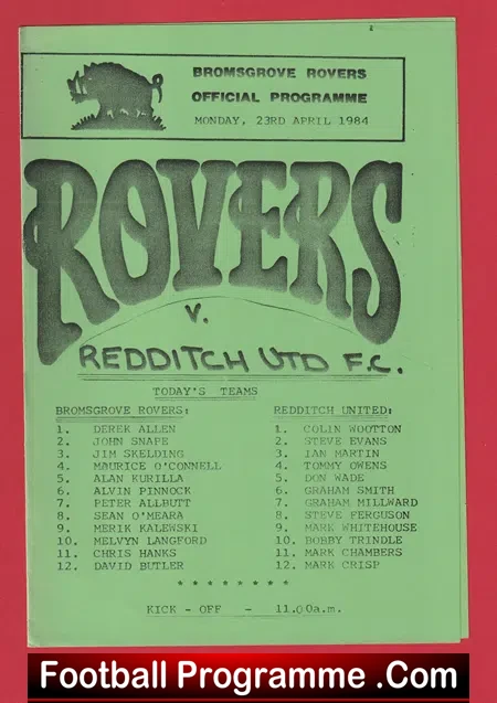 Bromsgrove Rovers v Redditch United 1984 – 1980s