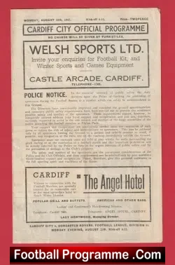 Cardiff City v Doncaster Rovers 1947 - 1940's - football programme