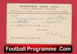 Evenwood Town AFC Official Football Selection Card 1932 - 1930s - football programme