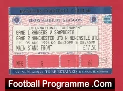 Ibrox Tournament Football Ticket 1994 inc Manchester United Day 1