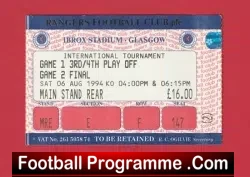 Ibrox Tournament Football Ticket 1994 inc Manchester United Day 2