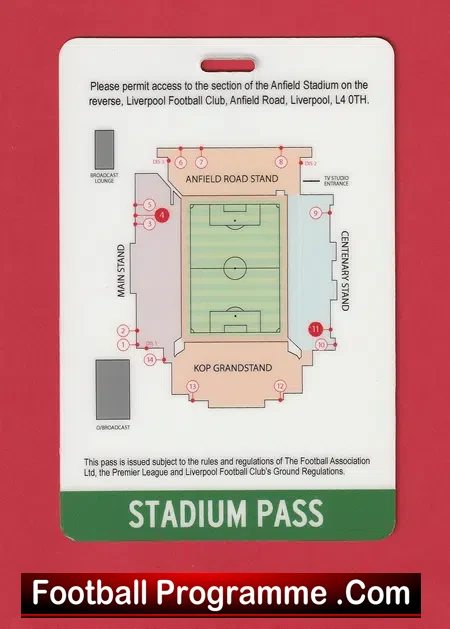 Liverpool v Arsenal 2013 - Press Presenters Pass Lanyard - Jan Molby ?