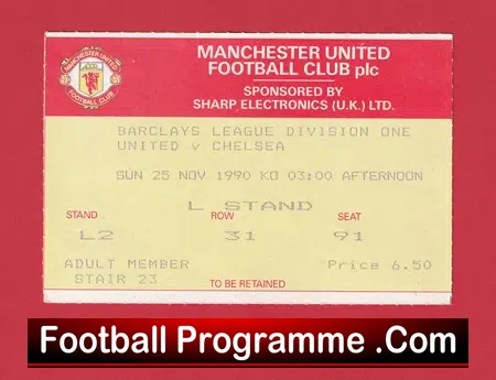 Manchester United v Chelsea 1990 – Football Ticket