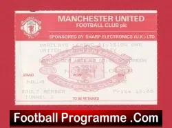 Manchester United v Norwich City 1991 – Match Ticket