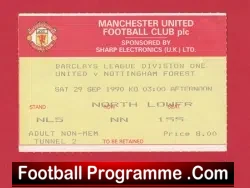 Manchester United v Nottingham Forest 1990 – Man Utd Ticket
