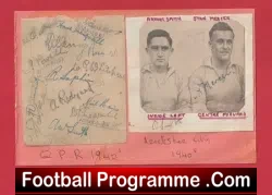 Queens Park Rangers Football Club Multi Signed Sheet 1940s QPR Team - football programme