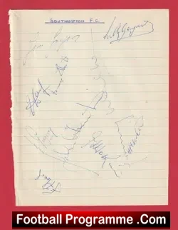 Southampton Football Club Multi Signed Sheet 1953 - 1954 Team - football programme