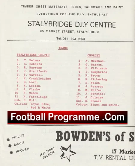 Stalybridge Celtic v Chorley 1976 - 1970's