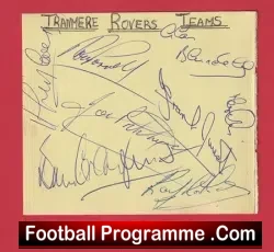 Tranmere Rovers Football Club Multi Signed Sheet 1970s Team
