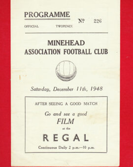Minehead v Whitchurch 1948 – 1940s Football Programme