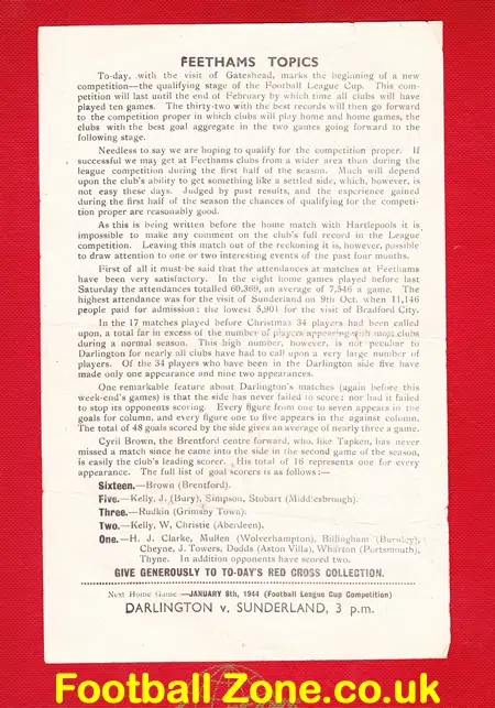 Darlington v Gateshead 1943 - 1944 - RARE