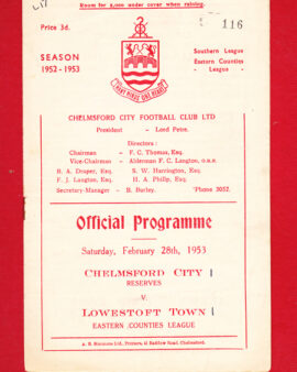 Chelmsford City v Lowestoft Town 1953