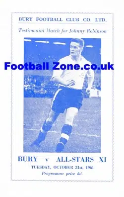 Johnny Robinson Testimonial Benefit Match Bury 1961
