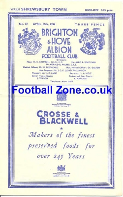 Brighton Hove Albion v Shrewsbury Town 1954