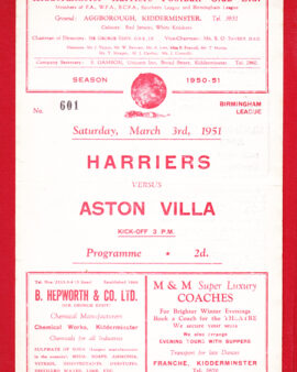 Kidderminster Harriers v Aston Villa 1951