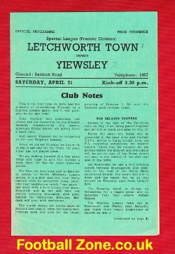 Letchworth Town v Yiewsley 1946 – 1940s Football Programme