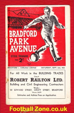 Bradford Park Avenue v Carlisle United 1950 – BPA Programmes