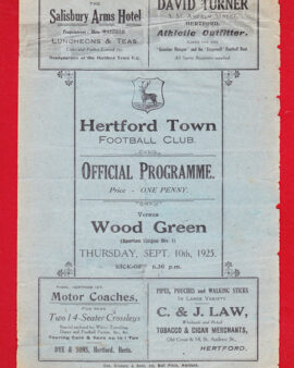 Hertford Town v Wood Green 1925 – Old 1920s Programme