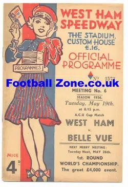 West Ham Speedway v Belle Vue 1936