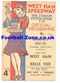 West Ham Speedway v Belle Vue 1936