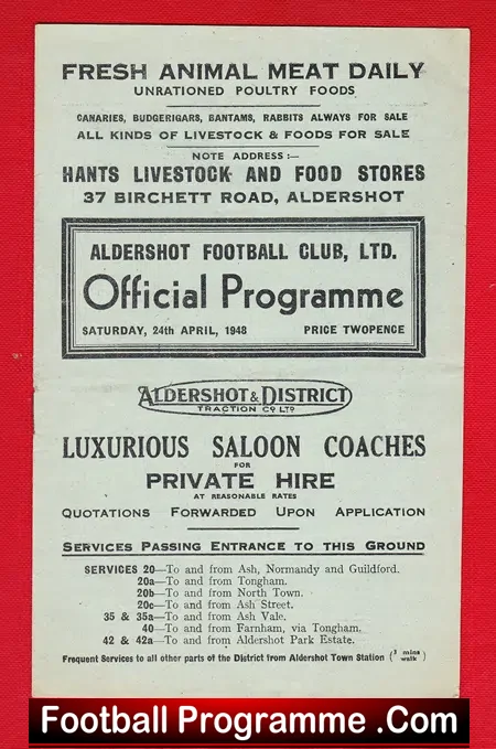Aldershot v Bristol City 1948