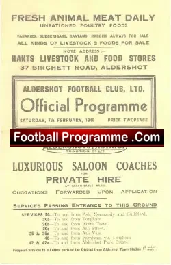 Aldershot v Watford 1948