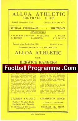 Alloa Athletic v Berwick Rangers 1961