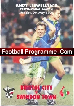 Andy Llewellyn Testimonial Benefit Bristol City Autographed 1994
