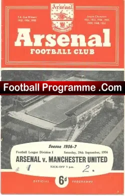 Arsenal v Manchester United 1956 – Ronnie Cope First Match