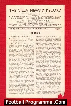 Aston Villa v Northampton Town 1945 – War Cup