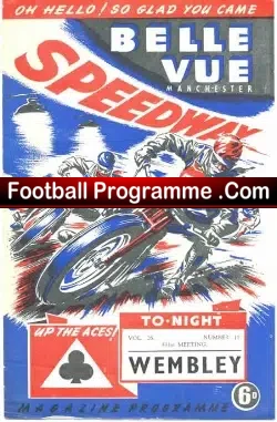 Belle Vue Speedway v Wembley 1953