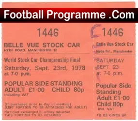 Belle Vue World Stock Car Final 1978 – Ticket