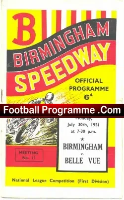 Birmingham Speedway v Belle Vue 1951
