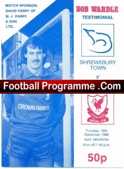 Bob Wardle Testimonial Benefit Match Shrewsbury Town 1986